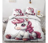 ZyxMehtic Housse de Couette 140x200 Licorne - Parure de Lit 1 Personne Fille Enfant Housse Couette en Microfibre Douce avec Fermeture Éclair avec 1 Taie d'oreiller 65x65 cm