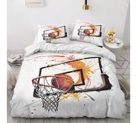 ZyxMehtic Housse de Couette 140x200cm Basket-Ball Sport Thème - Parure de Lit 1 Personne Garçon Basketball Ensemble Literie en Microfibre Douce avec Fermeture Éclair avec 1 Taie d'oreiller 65x65 cm