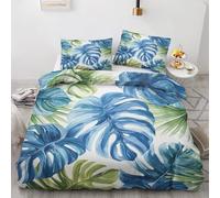 ZyxMehtic Housse de Couette 220x240 Feuilles de Palmier - Parure de Lit 2 Personnes Feuilles Tropicales Housse Couette en Microfibre Douce avec Fermeture Éclair avec 2 Taies d'oreiller 65x65 cm