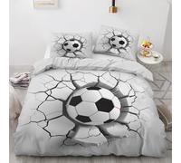 ZyxMehtic Housse de Couette 90x190 Football Brise Le Mur - Parure de Lit 1 Personne Sport Gamer Housse Couette en Microfibre Douce avec Fermeture Éclair avec 1 Taie d'oreiller 65x65 cm