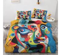 ZyxMehtic Housse de Couette Abstrait 90x190cm 1 Personne, Parure de Lit Multicolore avec 1 Taie d'oreiller 65x65 cm, Housse Couette Psychédélique Microfibre avec Fermeture Éclair