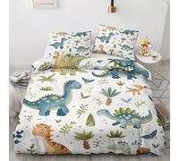 ZyxMehtic Housse de Couette Dinosaure Mignon - Parure de Lit 1 Personne Animaux Sauvages Housse Couette 90x190 en Microfibre Douce avec Fermeture Éclair avec 1 Taie d'oreiller 65x65 cm
