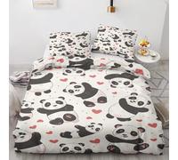 ZyxMehtic Housse de Couette Enfant Panda 240x260cm 2 Personnes, Parure de Lit Mignon avec 2 Taie d'oreiller 65x65 cm, Housse Couette Animaux Microfibre avec Fermeture Éclair