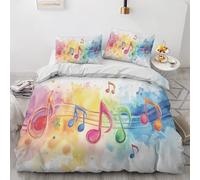 ZyxMehtic Housse de Couette Notation Musicale 140x200cm 1 Personne, Parure de Lit Tie Dye avec 1 Taie d'oreiller 65x65 cm, Ensemble Literie Musique Microfibre Douce avec Fermeture Éclair