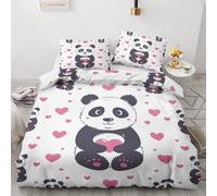 ZyxMehtic Housse de Couette Panda Kawaii 140x200cm 1 Personne, Parure de Lit Mignon Animaux avec 1 Taie d'oreiller 65x65 cm, Housse Couette Microfibre avec Fermeture Éclair