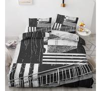 ZyxMehtic Housse de Couette Patchwork - Parure de Lit 2 Personnes Géométrie Noir Et Blanc Housse Couette 240x260 en Microfibre Douce avec Fermeture Éclair avec 2 Taies d'oreiller 65x65 cm