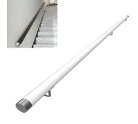 ZYXQQJ 1m 2m 3m 4m Main Courante En Bois Pour Escaliers Intérieurs, Rampe D'escalier De Sécurité, Barre D'Appui Murale Avec Support En Métal(Black,220cm)