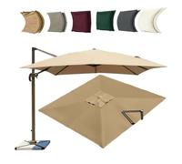 ZYXQQJ 4x3M Rectangulaire Auvent De Rechange pour Parasol Déporté 8 Baleines Toile De Rechange pour Parasol De Jardin Extérieur(Khaki,2.5x2.5m/8.2x8.2ft)