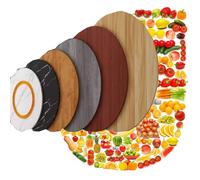 ZYXQQJ 80cm 100cm 120cm Grand Plateau Tournant Lazy Susan Plateau Rotatif en Bois Massif Plateau De Service pour Salle À Manger À Domicil(White Stone Pattern,120cm/50in)