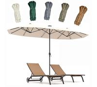 ZYXQQJ Auvent De Remplacement pour Parasol Double 4.6x2.7m Grand Toile De Rechange pour Parapluie De Jardin Housse De Rechange De Parapluie Anti-UV(Dark Green)