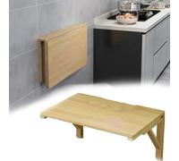 ZYXQQJ Bureau Pliant Mural en Bois, Table Murale De Cuisine, Table Rabattable Flottante 50×30 60×40 80×40 80×60 100×40cm Bureau D'ordinateur Pliant en Bois(60x40cm/24x16in)