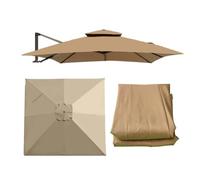 ZYXQQJ Carré Auvent De Parasol Déporté 3x3m Toile De Rechange pour Parasol De Jardin Extérieur, Couverture De Rechange pour Parasol(Khaki,Double top-3m/9.8ft)