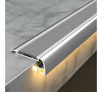 ZYXQQJ Moulure De Nez De Marche en Aluminium Bande Antidérapante avec Fente pour Lumière LED, Garniture De Bord De Marche pour Cinéma Hôtel Maison École(Gray)