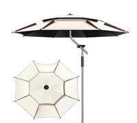 ZYXQQJ Parapluie De Pêche Inclinable Parapluie De Plage Portable 2m/2.2m/2.4m/2.6m Parasol De Terrasse Coupe-Vent avec Ancre De Sable(Beige,2m(6.5ft))