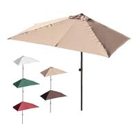 ZYXQQJ Parasol De Patio Demi-Parasol De Jardin Parasol De Balcon Mural Parasol Rectangulaire Extérieur Parasol avec Manivelle(Khaki,200x100cm)