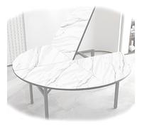 ZYXQQJ Plateau De Table Ronde Pliante en Bois De 120 À 180 Cm De Diamètre, Grande Extension Circulaire, Table De Salle À Manger Temporaire sans Pieds(White Marble,160cm/63in)