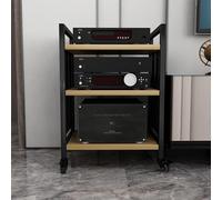 ZYXQQJ Record Player Stand À 3 Niveaux Chariot De Rangement Mobile Amplificateur Rack Rack Audio Video Composant Cabine Corner Audio Tour avec Roues(Walnut)
