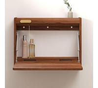 ZYXQQJ Table Murale avec Étagère Pliable Petits Espaces Table À Abattants 36/56/76cm Table À Manger Flottante Bureau Mural Invisible(Dark Walnut,76x45x11cm)