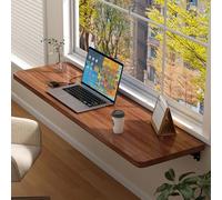 ZYXQQJ Table Murale Pliante Bureau Plateau, Table Pliante À Abattant Mural Tables De Salle À Manger, Bureau D'ordinateur avec Supports D'étagère(Walnut,60x24cm/23.6x9.5in)