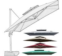 ZYXQQJ Toile De Rechange pour Parasol Déporté Carré Dessus De Parapluie De Remplacement en Polyester 300×300 Cm (Double Toit)(Khaki)