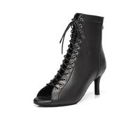 ZYXWVU Bottines de Danse Femme Bout Ouvert Lacets Salsa Salon Fashion Party,DS587-noir-7cm Heel,37 EU