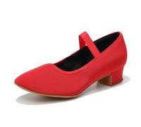 ZYXWVU Chaussures de Danse Latine Femmes Bout Fermé Teaching Practice Square Dance,P3-Rouge-3.5cm,38.5 EU