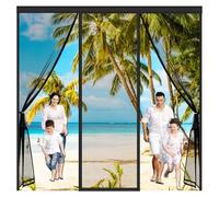 ZYXYMY Moustiquaire Porte Fenetre Magnétique,Moustiquaire Porte,Moustiquaire Baie Vitree Coulissante,Rideaux Toile Insect Ecran,Magnétique Moustiquaire Porte,Aucun Perçage Requis,220x180cm,Noir