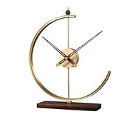 ZYYANSHOP Pendulettes de Bureau Lumière De Luxe Cuivre Horloge Moderne Simple Bureau Décoration Horloge Silence Table Horloge Base en Bois Horloge de Bureau Vintage Rétro