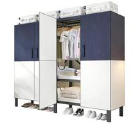 ZYYLIVR Armoire De Chambre,Garde-Robe Portable avec Porte Magnétique,Penderie Pliable avec Housse Tissu,Porte-Vêtements Portable Capacité,Armoire De Rangement en Tissu Full Steel Frame(Blue,182cm/72)