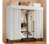 ZYYLIVR Armoire Pliable Debout De Rangement,Porte-Vêtements Polyvalente avec Tige Suspendue,Penderie Portable en Tissu Full Steel Frame,Garde-Robe avec Housse 360° Fully Sealed Chambres(190cm/74.8in)