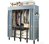 ZYYLIVR Armoire Portable avec Housse,Penderie Rangement Vêtements avec Tringle,Collapsible Penderie avec Housse 360° Fully Sealed,Rangement Garde-Robe,Armoire De Rangement en Integrated(190cm/75in)