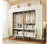 ZYYLIVR Armoires De Rangement en Tissu,Porte-vêtements Pliable avec Housse 360° Fully Sealed,Garde-Robe Portable avec Barre De Suspension,Penderie Chambre Dressing Montage Simple(130cm/51.1in)