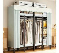 ZYYLIVR Armoires Pliable avec Housse Tissu,Cintre Multifonctionnel,Support De Penderie Portable,Garde-Robe De Rangement pour Chambre,Porte-vêtements Pliable Robuste De avec Couvercle(130cm/51.2in)