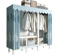 ZYYLIVR Armoires Pliable en Tissu,Garde-Robe De Rangement Portable avec Housse 360° Fully Sealed,Grande Penderie avec Housse,Porte-Vêtements De Rangement en Tissu Full Steel Frame(Blue,170cm/66.9in)