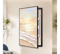 ZYYLIVR Cache Compteur Electrique Mural Decoratif,Cache Tableau Electrique Decoratif,Art Mural Minimaliste Et Moderne,Cadre Pour Coffret D'alimentation Décoration De Couloir(Black-L,40 * 60cm)