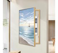 ZYYLIVR Cache Tableau Electrique Peintures De Cache-Panneau Avec Cadre En Alliage D'aluminium Électrique D'intérieur Multifonctionnel Amovible Peinture Décorative Salon Balcon(Gold-L,80 * 120cm)