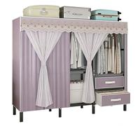 ZYYLIVR Générique Armoires Portable en Tissu,Grande Penderie Garde-Robe,Portable Tout Cadre en Acier avec Housse,Porte-vêtements Pliable,Rangement Armoire Vêtement avec Étagères(Purple,150CM/59IN)