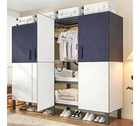 ZYYLIVR Penderie Pliable avec Housse Tissu,Portable Garde-Robe De Chambre avec Porte Magnétique,Armoire De Rangement en Tissu Full Steel Frame,Porte-Vêtements avec Housse 360° Fully Sealed(152cm/58)