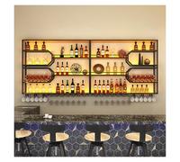 ZYYLIVR Porte Bouteille Muraux Métalique, Étagère À Vin, Casier À Vin en Métal avec Porte Verre, Range Bouteille avec Lumière LED, Étagère Murale À Bouteilles(160cm/63in)