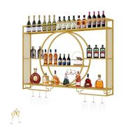ZYYLIVR Porte-Bouteilles Mural avec Lumière LED, Casier À Vin Mural, Étagère De Rangement pour Vin en Métal, Étagère Murale À Bouteilles pour Décoration De Bar De Cuisine(Gold,140 * 80cm/55 * 31.5in)