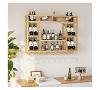 ZYYLIVR Porte-Bouteilles Muraux, Casier À Bouteilles Mural, Étagère À Vin, Casier À Vin en Métal avec Porte Verre, Range Bouteille, Étagère De Rangement(Gold,140 * 25 * 70cm)