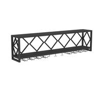 ZYYLIVR Porte-Bouteilles Muraux, Casier À Bouteilles Mural Industriel, Étagère De Rangement avec Porte-Verre À Pied, Étagère À Vin pour Cuisine, Bar, Salle À Manger(Black,150x90cm/59x35.4in)