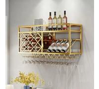 ZYYLIVR Porte-Bouteilles Muraux,Casier À Vin pour Bar,Etagere À Vin Mural,Étagères Polyvalentes en Métal Multifonction,Étagère À Vin Suspendu avec Porte-Verre,Etagere Murale Cuisine(Gold,80cm/31.4in)