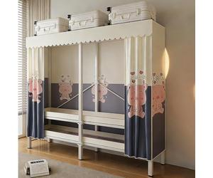 ZYYLIVR Support De Garde-Robe Autoportant,Porte-vêtements Multifonctionnel pour Chambre À Coucher avec Housse Tissu,Placard Portable Robuste avec Cache-poussière en Métal pour Chambres(151cm/59.4in)