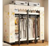 ZYYLIVR Support De Penderie Pliable,Armoires De Rangement en Tissu Full Steel Frame,Support De Garde-Robe Portable avec Couvercle,Système D'organisation De Vêtements Autoportant(168cm/66in)