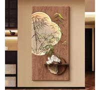 ZYZSY Art Mural à LED, Décoration Murale en Grès, Sculpture Murale 3D Moderne avec Fausses Plantes Et Vase Transparent, pour la Maison, l'entrée, Le Couloir(Brown5,40 * 80cm/16 * 31in)