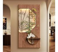 ZYZSY Art Mural à LED, Décoration Murale en Grès, Sculpture Murale 3D Moderne avec Fausses Plantes Et Vase Transparent, pour la Maison, l'entrée, Le Couloir(Brown4,50 * 100cm/20 * 39in)