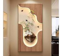 ZYZSY Art Mural à LED, Décoration Murale en Grès, Sculpture Murale 3D Moderne avec Fausses Plantes Et Vase Transparent, pour la Maison, l'entrée, Le Couloir(Brown3,40 * 80cm/16 * 31in)