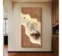 ZYZSY Art Mural à LED, Décoration Murale en Grès, Sculpture Murale 3D Moderne avec Fausses Plantes Et Vase Transparent, pour la Maison, l'entrée, Le Couloir(Brown2,70 * 140cm/28 * 55in)