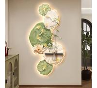 ZYZSY Art Mural à LED, Peinture Décorative avec Vase, Mur De l'image De Paysage Chinois, pour La Maison, Salon, Étude, Décoration De Chambre À Coucher(Green,50 * 100cm/20 * 39in)